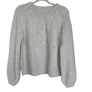 Boden Womens Alpaca Wool Blend Cream Bobble Knit Sweater Balloon Sleeve US 6 EUC